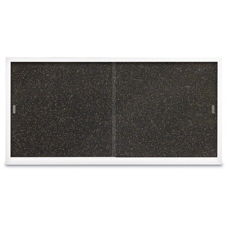 United Visual Products Sliding Door Indoor Enclosed Corkboard, 7 UV9027ACS-BLACK-CINNABA